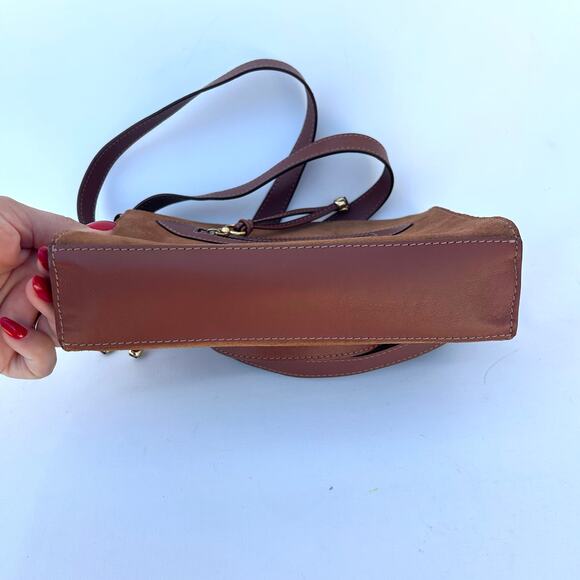 Kendall Conrad Crossbody Purse Camel Suede Quiet Luxury Minimalist Bag Tan - Picture 7 of 10